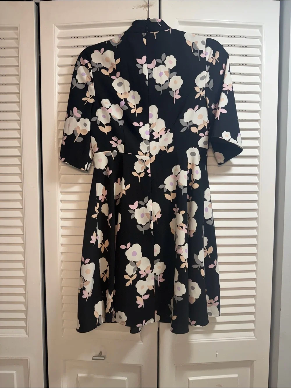 kate spade Black Floral Dress with Pink and Lavender Blooms